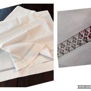 Vintage/Antique White Bedding Scarf 62”X18”